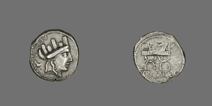 Framed Print : Denarius (Coin) Depicting the Goddess Cybele, 84 BCE. Creator: Unknown Framed Print : Denarius (Coin) Depicting the Goddess Cybele, 84 BCE. Creator: Unknown