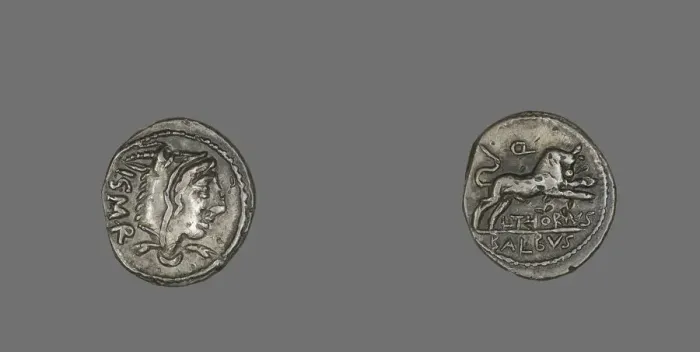 Framed Print : Denarius (Coin) Depicting the Goddess Juno Sospita, 105 BCE. Creator: Unknown Framed Print : Denarius (Coin) Depicting the Goddess Juno Sospita, 105 BCE. Creator: Unknown