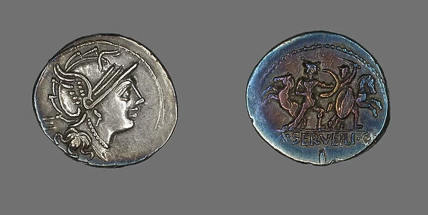 Denarius (Coin) Depicting the Goddess Roma, about 100 BCE. Creator: Unknown