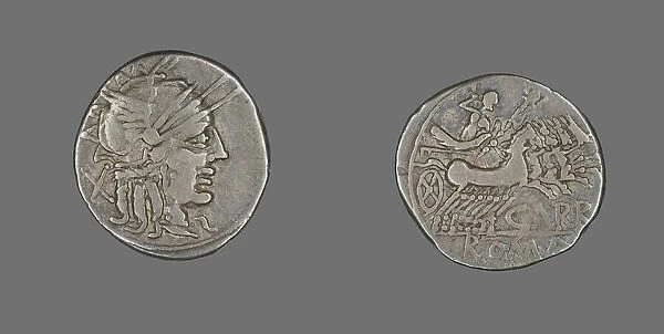 Denarius (Coin) Depicting the Goddess Roma, 121 BCE. Creator: Unknown