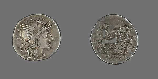 Denarius (Coin) Depicting the Goddess Roma, 144 BCE. Creator: Unknown