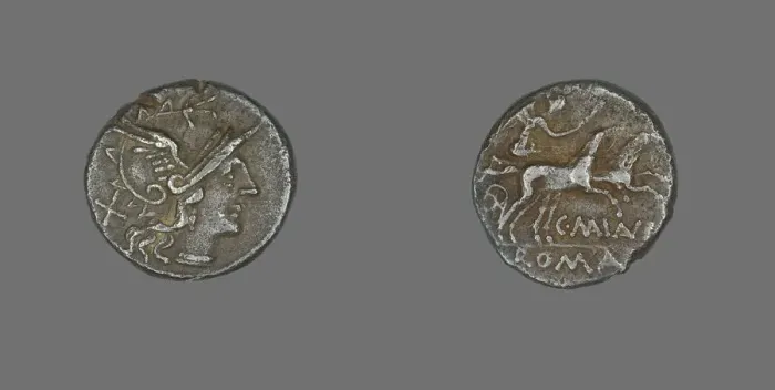 Framed Print : Denarius (Coin) Depicting the Goddess Roma, 153 BCE. Creator: Unknown Framed Print : Denarius (Coin) Depicting the Goddess Roma, 153 BCE. Creator: Unknown