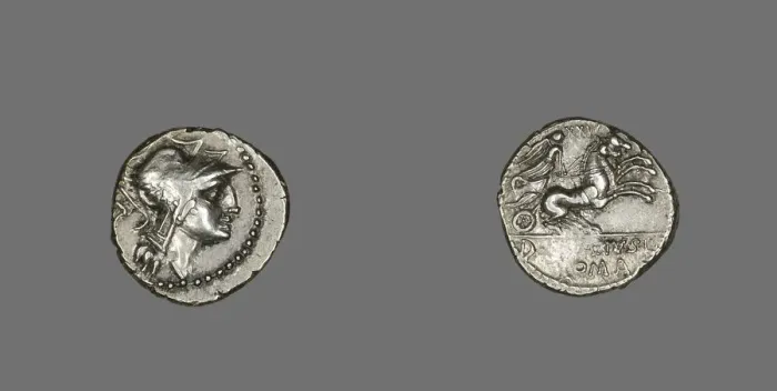 Framed Print : Denarius (Coin) Depicting the Goddess Roma, 91 BCE. Creator: Unknown Framed Print : Denarius (Coin) Depicting the Goddess Roma, 91 BCE. Creator: Unknown