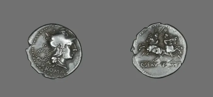 Framed Print : Denarius (Coin) Depicting the Goddess Roma, 136 BCE. Creator: Unknown Framed Print : Denarius (Coin) Depicting the Goddess Roma, 136 BCE. Creator: Unknown
