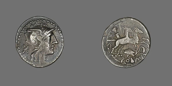 Denarius (Coin) Depicting the Goddess Roma, about 99 BCE. Creator: Unknown