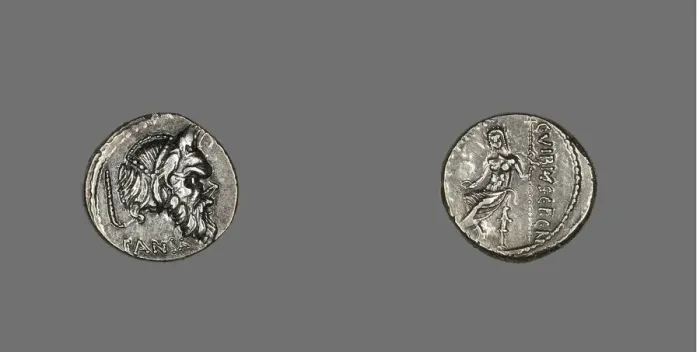 Framed Print : Denarius (Coin) Depicting Mask of Pan, about 48 BCE, issued by C. Vibius Pansa Framed Print : Denarius (Coin) Depicting Mask of Pan, about 48 BCE, issued by C. Vibius Pansa