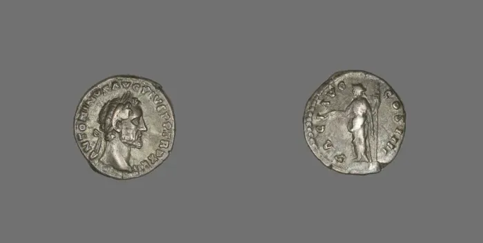 Framed Print : Denarius (Coin) Portraying Emperor Antoninus Pius, 160. Creator: Unknown Framed Print : Denarius (Coin) Portraying Emperor Antoninus Pius, 160. Creator: Unknown