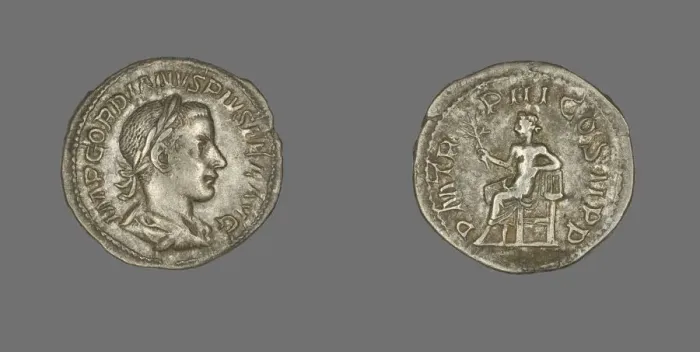 Framed Print : Denarius (Coin) Portraying Emperor Gordian III, 241-243. Creator: Unknown Framed Print : Denarius (Coin) Portraying Emperor Gordian III, 241-243. Creator: Unknown