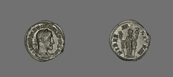 Framed Print : Denarius (Coin) Portraying the Emperor Maximinus, 235 (March)-236 (January) Framed Print : Denarius (Coin) Portraying the Emperor Maximinus, 235 (March)-236 (January)