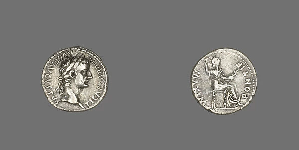 Denarius (Coin) Portraying Emperor Tiberius, 14-37. Creator: Unknown
