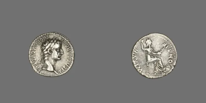 Framed Print : Denarius (Coin) Portraying Emperor Tiberius, 14-37. Creator: Unknown Framed Print : Denarius (Coin) Portraying Emperor Tiberius, 14-37. Creator: Unknown