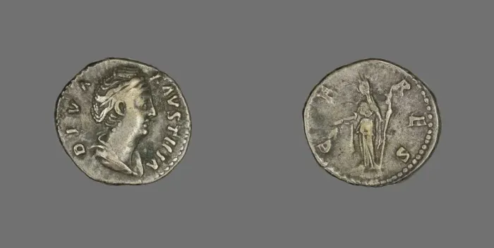 Framed Print : Denarius (Coin) Portraying Empress Faustina, after 141. Creator: Unknown Framed Print : Denarius (Coin) Portraying Empress Faustina, after 141. Creator: Unknown