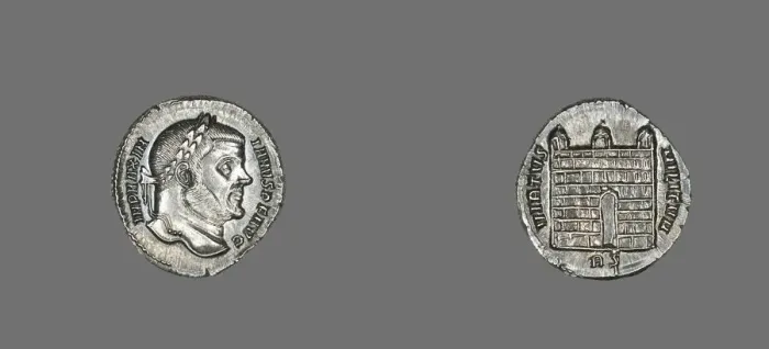 Framed Print : Denarius (Coin) Portraying Galerius Maximianus, 307-310. Creator: Unknown Framed Print : Denarius (Coin) Portraying Galerius Maximianus, 307-310. Creator: Unknown