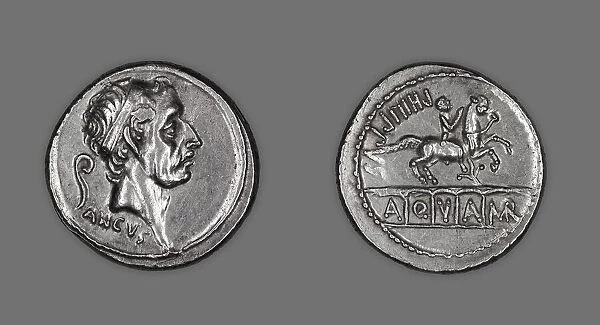 Denarius (Coin) Portraying King Ancus Marcius, 56 BCE, issued by L. Marcius Philippus