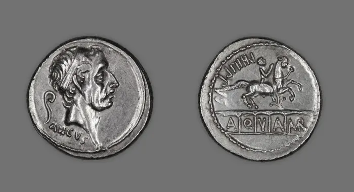 Framed Print : Denarius (Coin) Portraying King Ancus Marcius, 56 BCE, issued by L. Marcius Philippus Framed Print : Denarius (Coin) Portraying King Ancus Marcius, 56 BCE, issued by L. Marcius Philippus