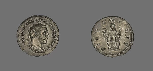 Denarius (Coin) Portraying King Philip II, 244-247. Creator: Unknown