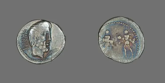 Framed Print : Denarius (Coin) Portraying King Tatius, about 89 BCE. Creator: Unknown Framed Print : Denarius (Coin) Portraying King Tatius, about 89 BCE. Creator: Unknown