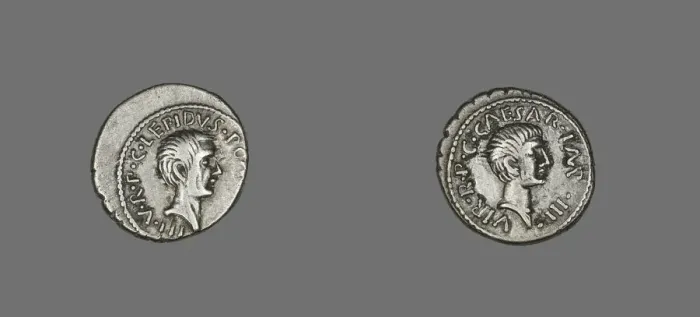 Framed Print : Denarius (Coin) Portraying Lepidus, 42 BCE. Creator: Unknown Framed Print : Denarius (Coin) Portraying Lepidus, 42 BCE. Creator: Unknown