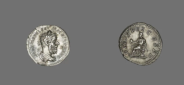 Denarius (Coin) Portraying Macrinus, 217 (December). Creator: Unknown
