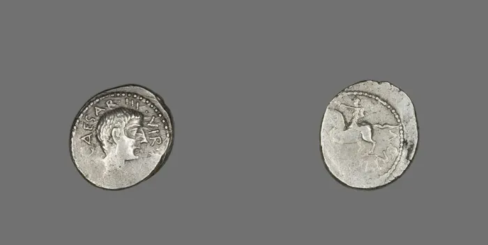 Framed Print : Denarius (Coin) Portraying Octavian, 41 BCE. Creator: Unknown Framed Print : Denarius (Coin) Portraying Octavian, 41 BCE. Creator: Unknown