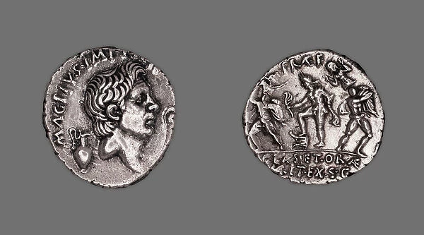 Denarius (Coin) Portraying Pompey the Great, 42-40 BCE, issued by Roman Republic