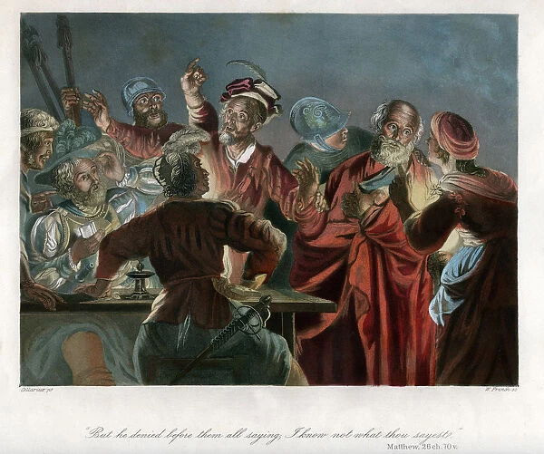 But he denied before them all saying, I know not what thou sayest, c1850. Artist: William French