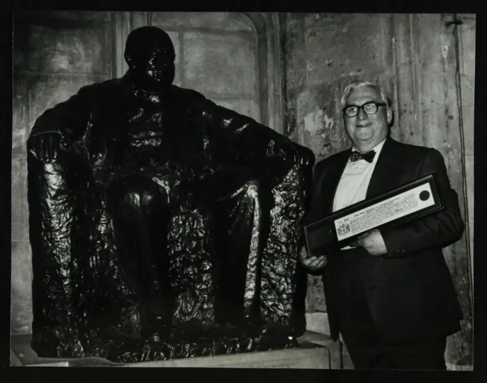 Framed Print : Dennis Matthews, publisher of jazz magazine Crescendo, at the Guildhall, London, 1992 Framed Print : Dennis Matthews, publisher of jazz magazine Crescendo, at the Guildhall, London, 1992