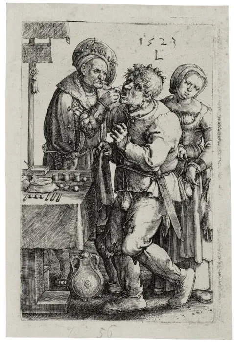 Framed Print : The Dentist, 1523. Artist: Leyden, Lucas, van (1489 / 94-1533) Framed Print : The Dentist, 1523. Artist: Leyden, Lucas, van (1489 / 94-1533)