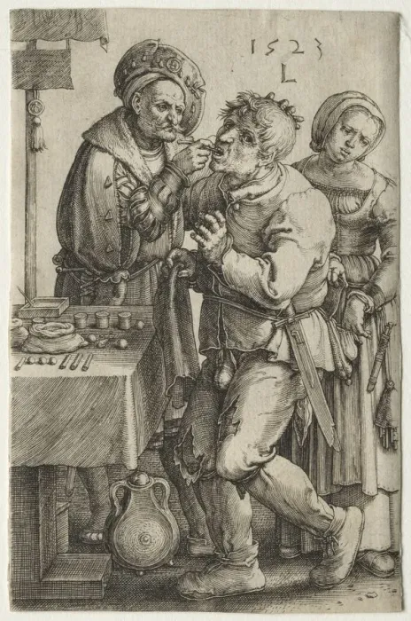 Framed Print : The Dentist, 1523. Creator: Lucas van Leyden (Dutch, 1494-1533) Framed Print : The Dentist, 1523. Creator: Lucas van Leyden (Dutch, 1494-1533)
