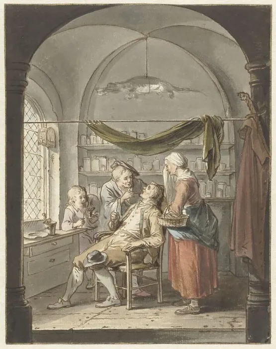Framed Print : The dentist, 1748-1798. Creator: Willem Joseph Laquy Framed Print : The dentist, 1748-1798. Creator: Willem Joseph Laquy