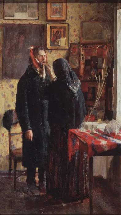 Framed Print : At the dentist. Artist: Meshkov, Vasili Nikitich (1868-1946) Framed Print : At the dentist. Artist: Meshkov, Vasili Nikitich (1868-1946)
