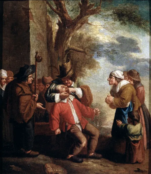Framed Print : Dentist, Pain (from the series The Five Senses ), 17th century. Artist: Andries Dirksz Both Framed Print : Dentist, Pain (from the series The Five Senses ), 17th century. Artist: Andries Dirksz Both