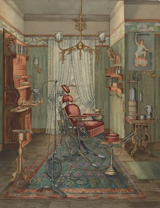 Framed Print : Dentists Operating Room, 1935 / 1942. Creator: Perkins Harnly Framed Print : Dentists Operating Room, 1935 / 1942. Creator: Perkins Harnly