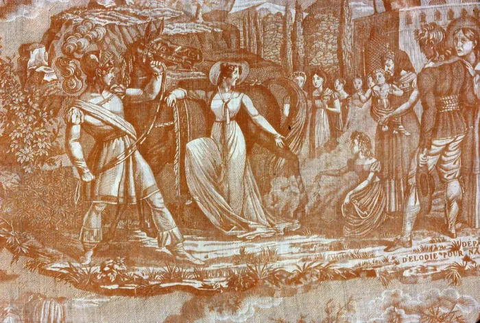 Framed Print : Depart d Elodie pour Nancy, (Furnishing Fabric), Munster, c. 1822 Framed Print : Depart d Elodie pour Nancy, (Furnishing Fabric), Munster, c. 1822