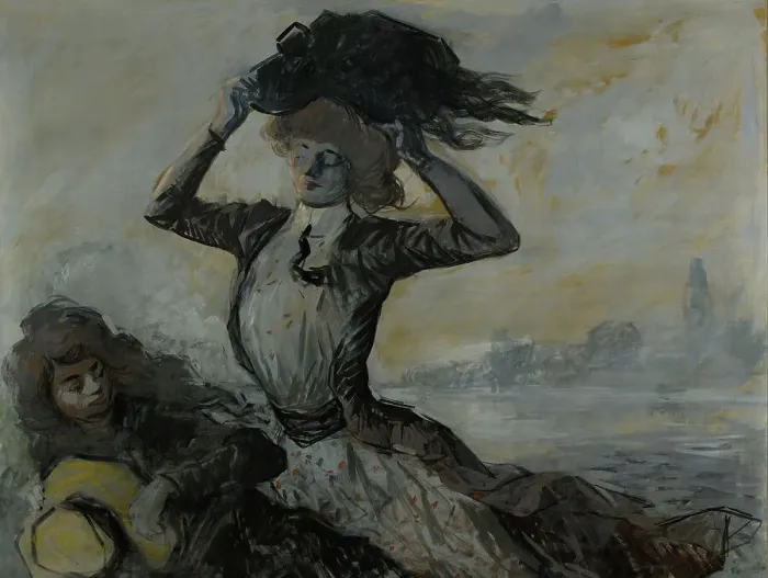 Framed Print : Départ, le coup de vent, c.1900. Creator: Jean Louis Forain Framed Print : Départ, le coup de vent, c.1900. Creator: Jean Louis Forain