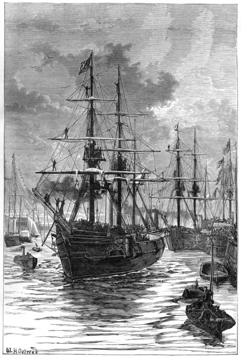 Framed Print : The departure of Albert and Discovery from Portsmouth, 19th century Framed Print : The departure of Albert and Discovery from Portsmouth, 19th century