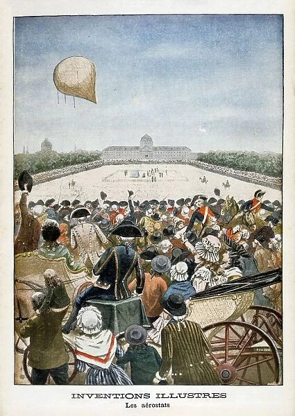Departure of a balloon from Paris on 27th June 1783, (1901)