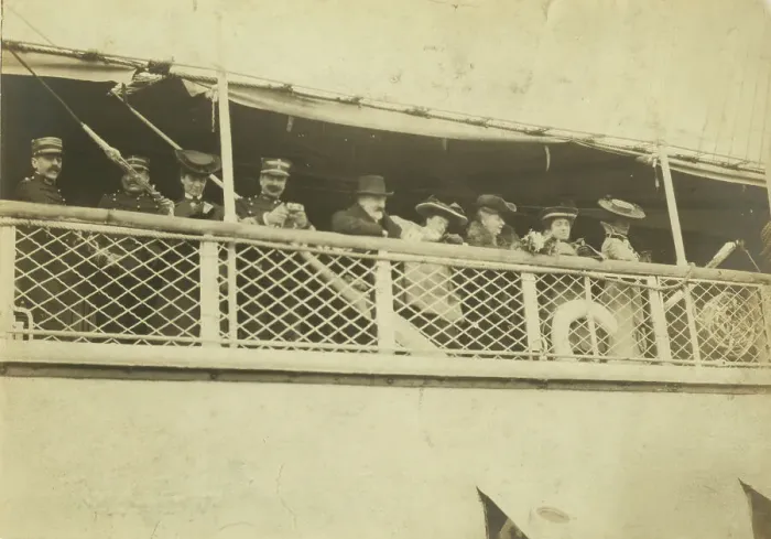 Framed Print : Departure of Baron de Rosen from Yokohama, c1904. Creator: Unknown Framed Print : Departure of Baron de Rosen from Yokohama, c1904. Creator: Unknown
