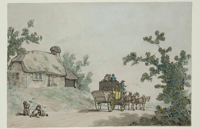 Framed Print : The Departure of the Coach, c1785. Creator: Circle of Thomas Rowlandson Framed Print : The Departure of the Coach, c1785. Creator: Circle of Thomas Rowlandson