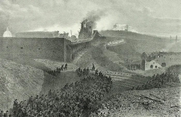 Framed Print : Departure of the third column, called the support, from Souvenirs d'Italie: Expédition de... 1859. Creator: Auguste Raffet Framed Print : Departure of the third column, called the support, from Souvenirs d'Italie: Expédition de... 1859. Creator: Auguste Raffet