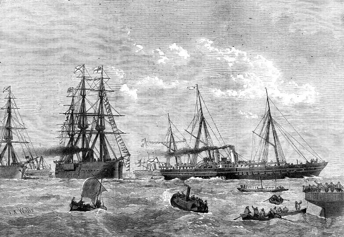 Framed Print : Departure of the Emperor of Russia in his yacht from Gravesend, 1874. Creator: Unknown Framed Print : Departure of the Emperor of Russia in his yacht from Gravesend, 1874. Creator: Unknown