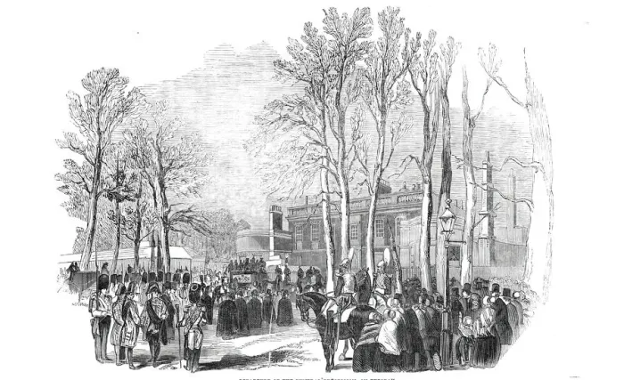 Framed Print : Departure of the funeral procession, on Tuesday, December 1844. Creator: Unknown Framed Print : Departure of the funeral procession, on Tuesday, December 1844. Creator: Unknown