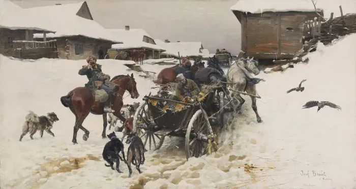 Framed Print : Departure for the Hunt. Artist: Brandt, Jozef (1841-1915) Framed Print : Departure for the Hunt. Artist: Brandt, Jozef (1841-1915)