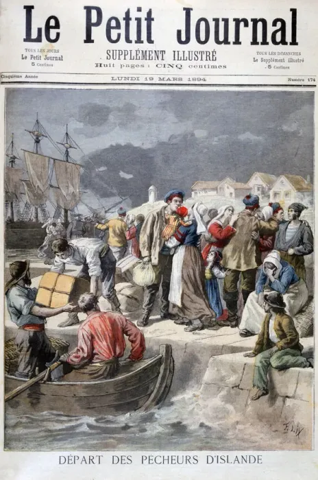 Framed Print : Departure of the Icelandic fishermen, 1894. Artist: Frederic Lix Framed Print : Departure of the Icelandic fishermen, 1894. Artist: Frederic Lix