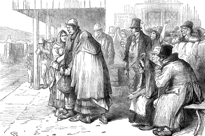 Framed Print : Departure of Irish emigrants, 1881. Creator: Unknown Framed Print : Departure of Irish emigrants, 1881. Creator: Unknown