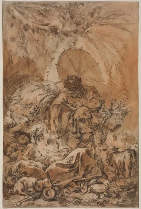 Framed Print : The Departure of Jacob, c. 1755. Creator: Francois Boucher (French, 1703-1770) Framed Print : The Departure of Jacob, c. 1755. Creator: Francois Boucher (French, 1703-1770)