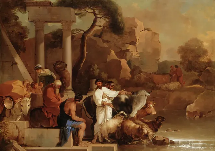 Framed Print : The Departure of Jacob, mid-17th century. Creator: Sébastien Bourdon Framed Print : The Departure of Jacob, mid-17th century. Creator: Sébastien Bourdon