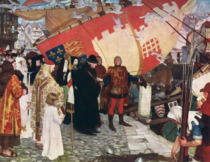 Framed Print : The Departure of John and Sebastian Cabot... on their First Voyage of Discovery in 1497, 1906 Framed Print : The Departure of John and Sebastian Cabot... on their First Voyage of Discovery in 1497, 1906