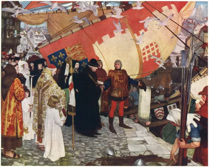 Framed Print : The Departure of John and Sebastian Cabot from Bristol in 1497, c1900-1930Artist: Ernest Board Framed Print : The Departure of John and Sebastian Cabot from Bristol in 1497, c1900-1930Artist: Ernest Board