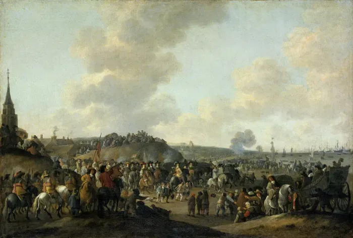 Framed Print : The departure of King Charles II of England from Scheveningen, 2 June 1660, 1683. Artist: Meijer, Hendrick de (1620-1689 / 98) Framed Print : The departure of King Charles II of England from Scheveningen, 2 June 1660, 1683. Artist: Meijer, Hendrick de (1620-1689 / 98)